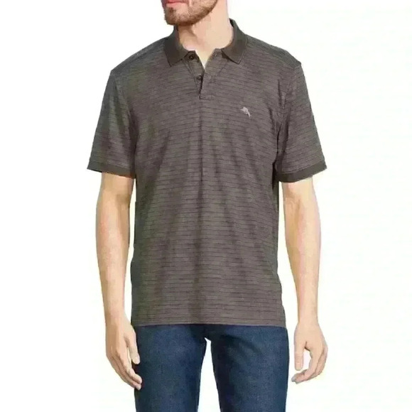 NEW! Tommy Bahama Men's S Striped Polo Shirt In Harbor Mist NWT $99.50 - Picture 1 of 2